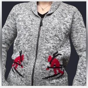 Cambridge Dry Goods Gray and Red Cardigan